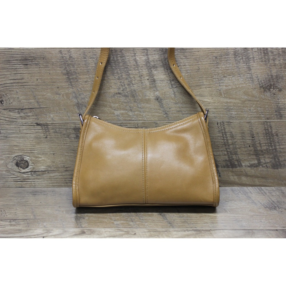 Coach Vintage Leather Shoulder Bag Women's Small Toffee Tan Zip Purse‎ 4104 - Picture 3 of 16